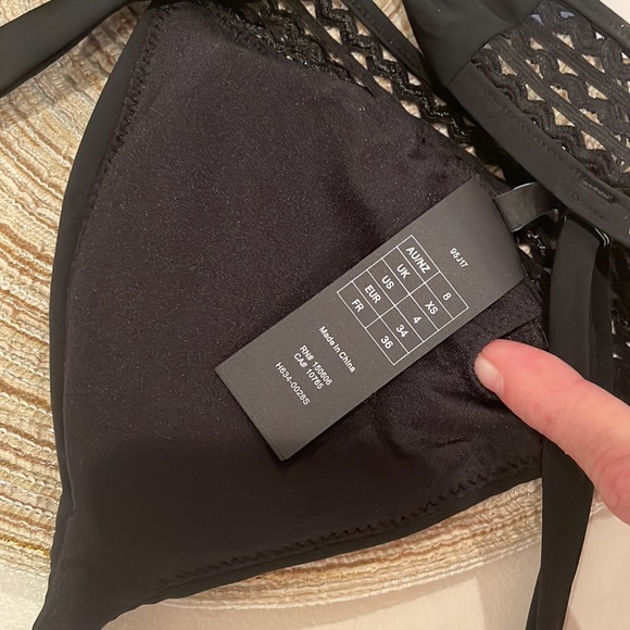 NWT (4) XS HEIDI KLUM swimwear string triangle adjustable tie black crochet top - Picture 4 of 6